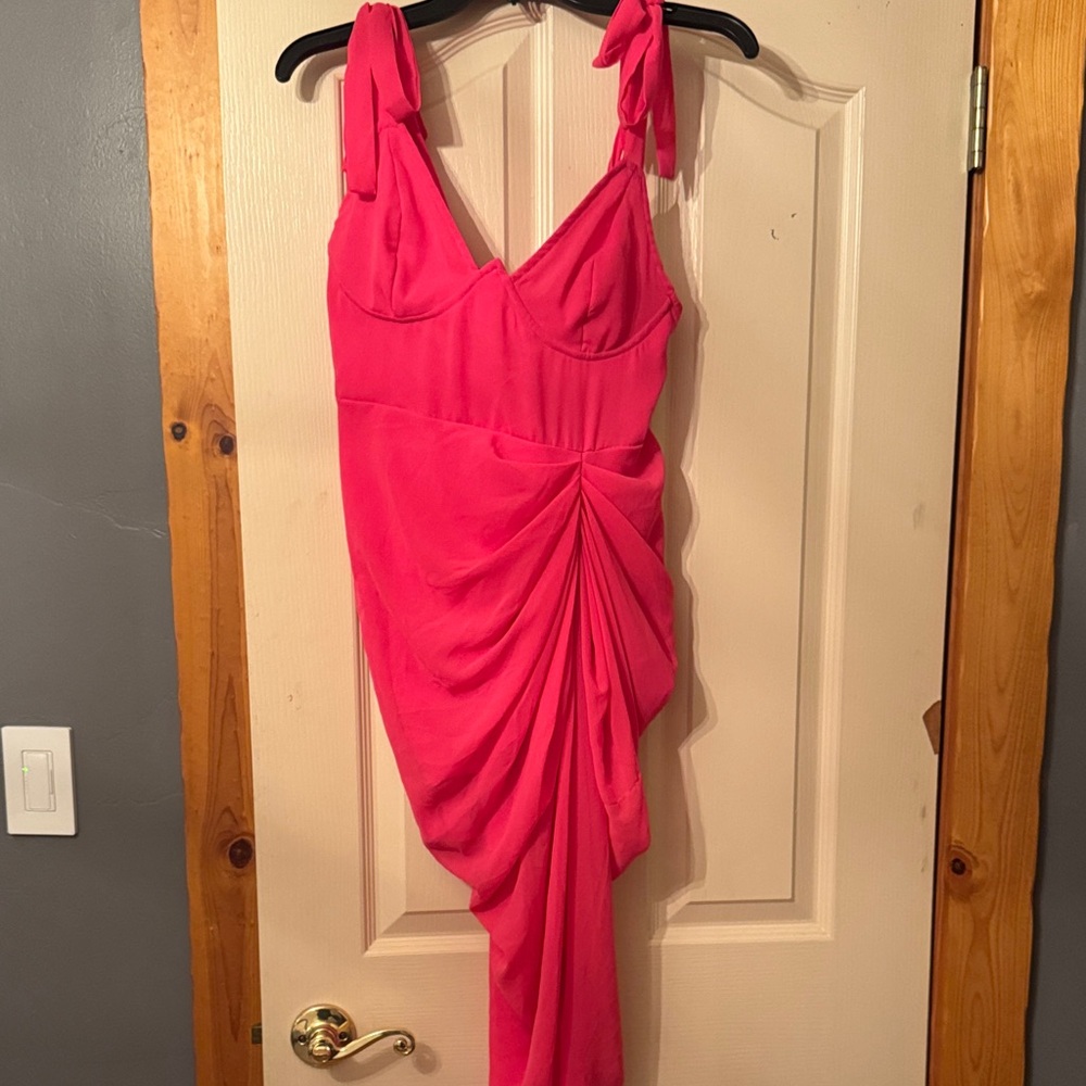 PrettyLittleThing Hot Pink Asymmetrical Dress